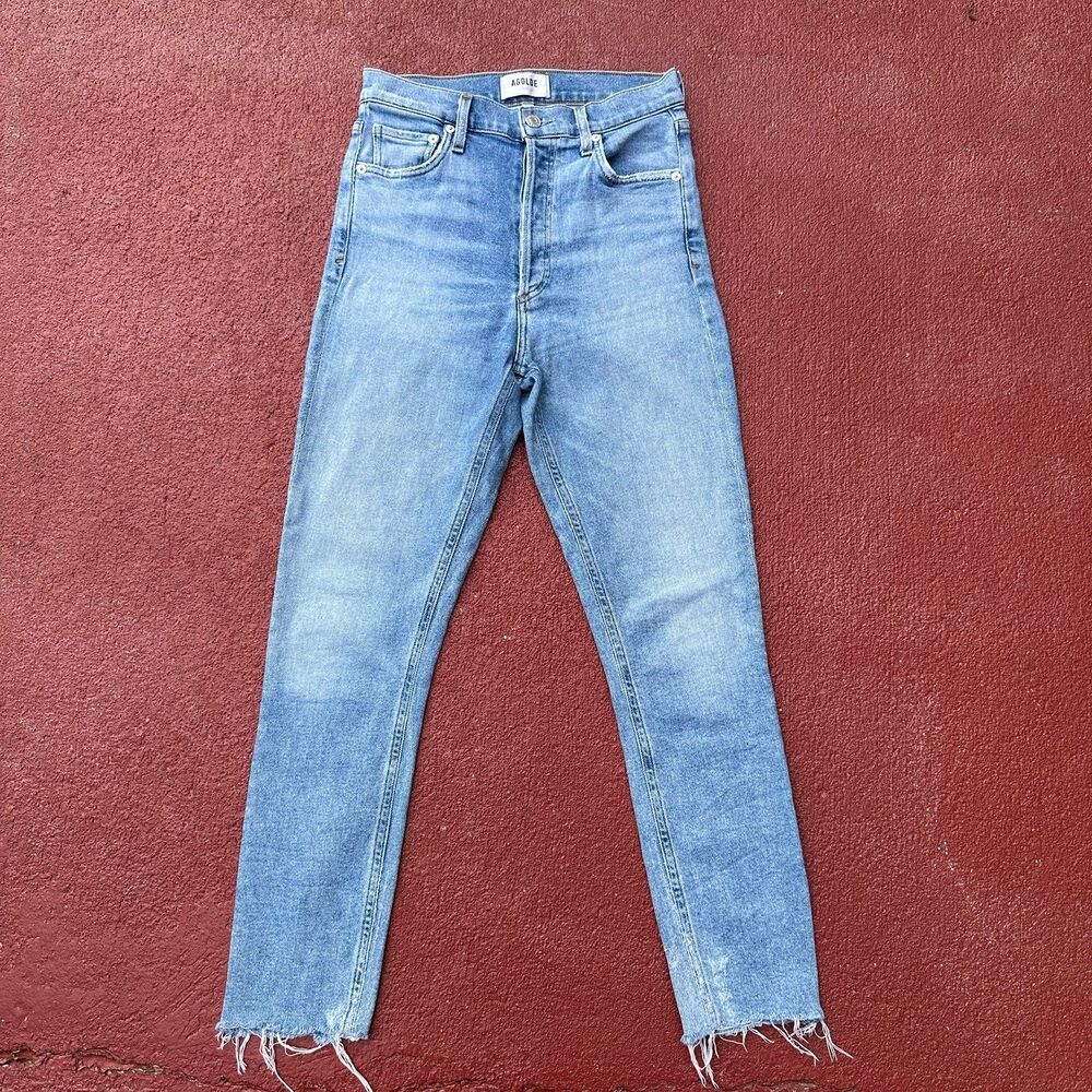 AGOLDE Nico High Rise Slim Fit Jeans in Embark Light Aged Wash Denim Size 25